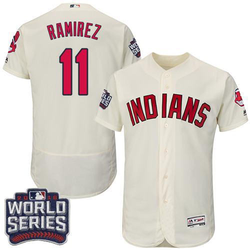 Indians #11 Jose Ramirez Cream Flexbase Authentic Collection 2016 World Series Bound Stitched MLB Jersey